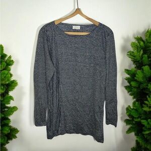 WRAP London 100% Linen Lagenlook Mixed Stripe Longline Tunic Long Sleeve Tunic